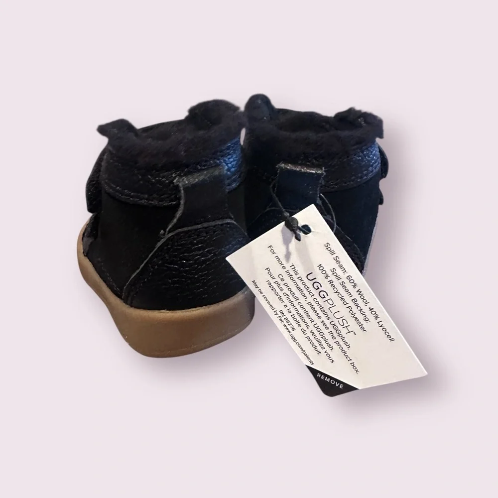 New In Box UGG Black Baby Rennon II Booties with Buckle Detail Size 0/1